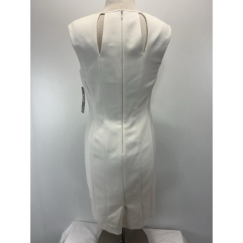 NEW! Tahari Sheath Dress Sz 8 Winter White Cutouts Career Stretch Pencil - Picture 3 of 8